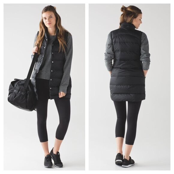 Lululemon All Days Goose Down Stretchy Wind/Water Resistant Puffer Vest 8 Black - Picture 1 of 16